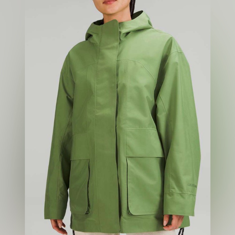Nwot New Lululemon Oversized Hooded Rain Jacket Green Foliage